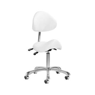Sadelstol Giovani med ryglæn – ergonomisk og justerbar model Hvid