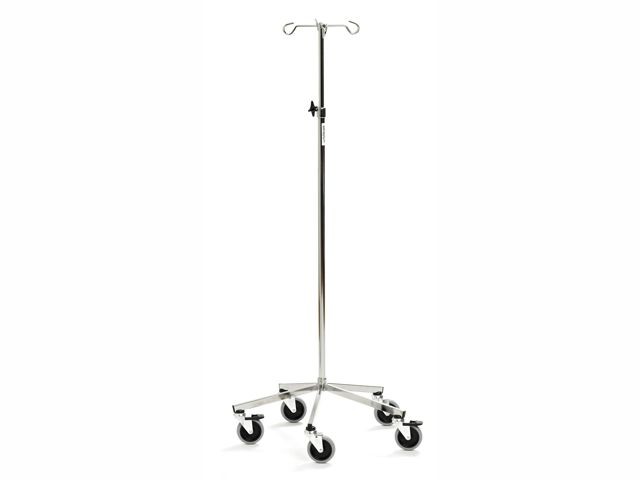 Infusionsstativ lav bund, 100 mm hjul, uden skubbehåndtag
