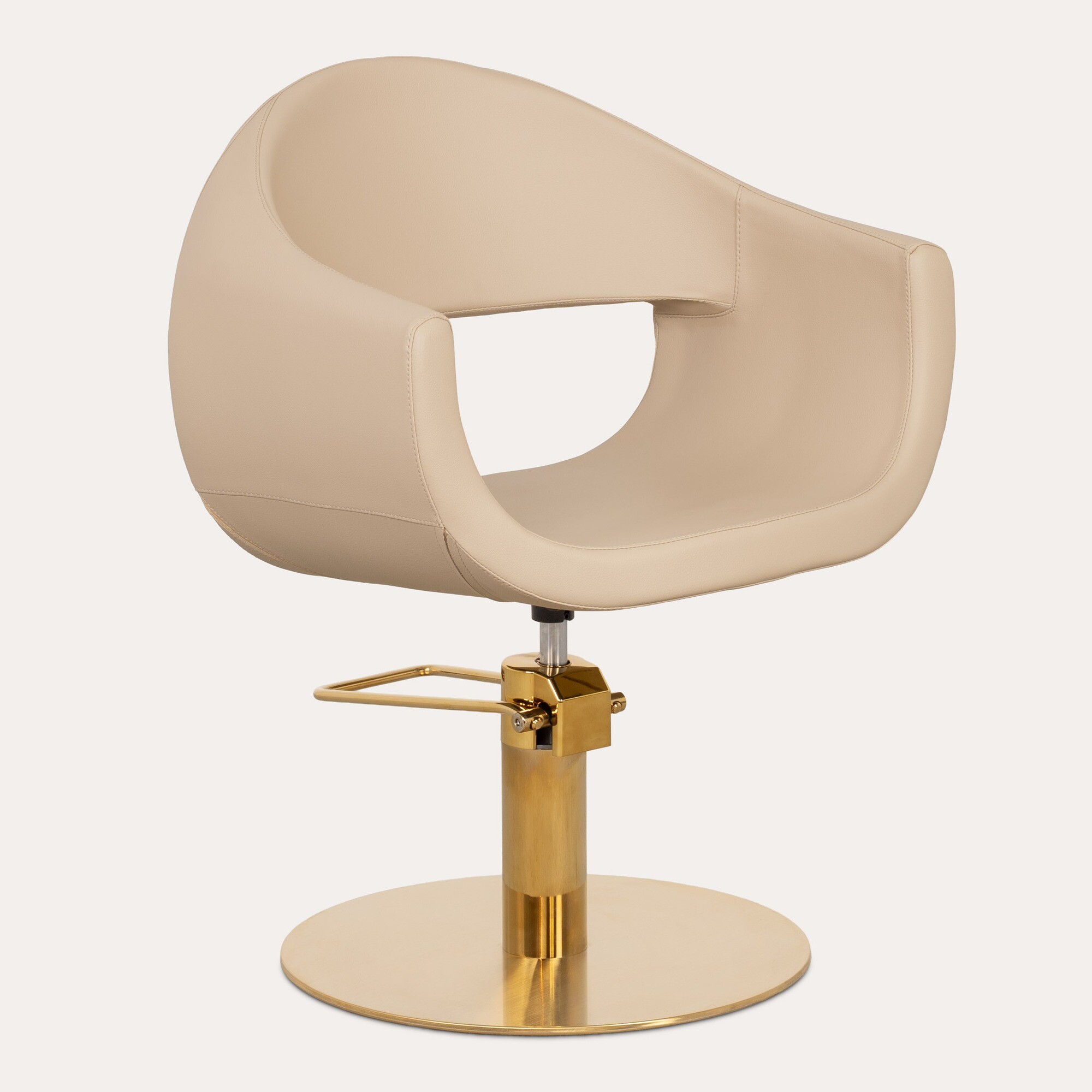 Frisørstol med hydraulikpumpe og guldfarvet fod, Glam RG