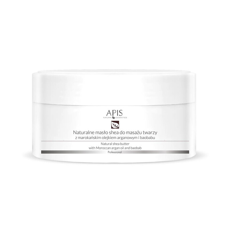 Apis Natural Shea Butter sheasmør til ansigtsmassage med argan- og baobabolie 100 g