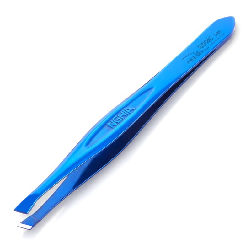 Nghia Export T-01 pincet med skrå spids, blå, 9 cm