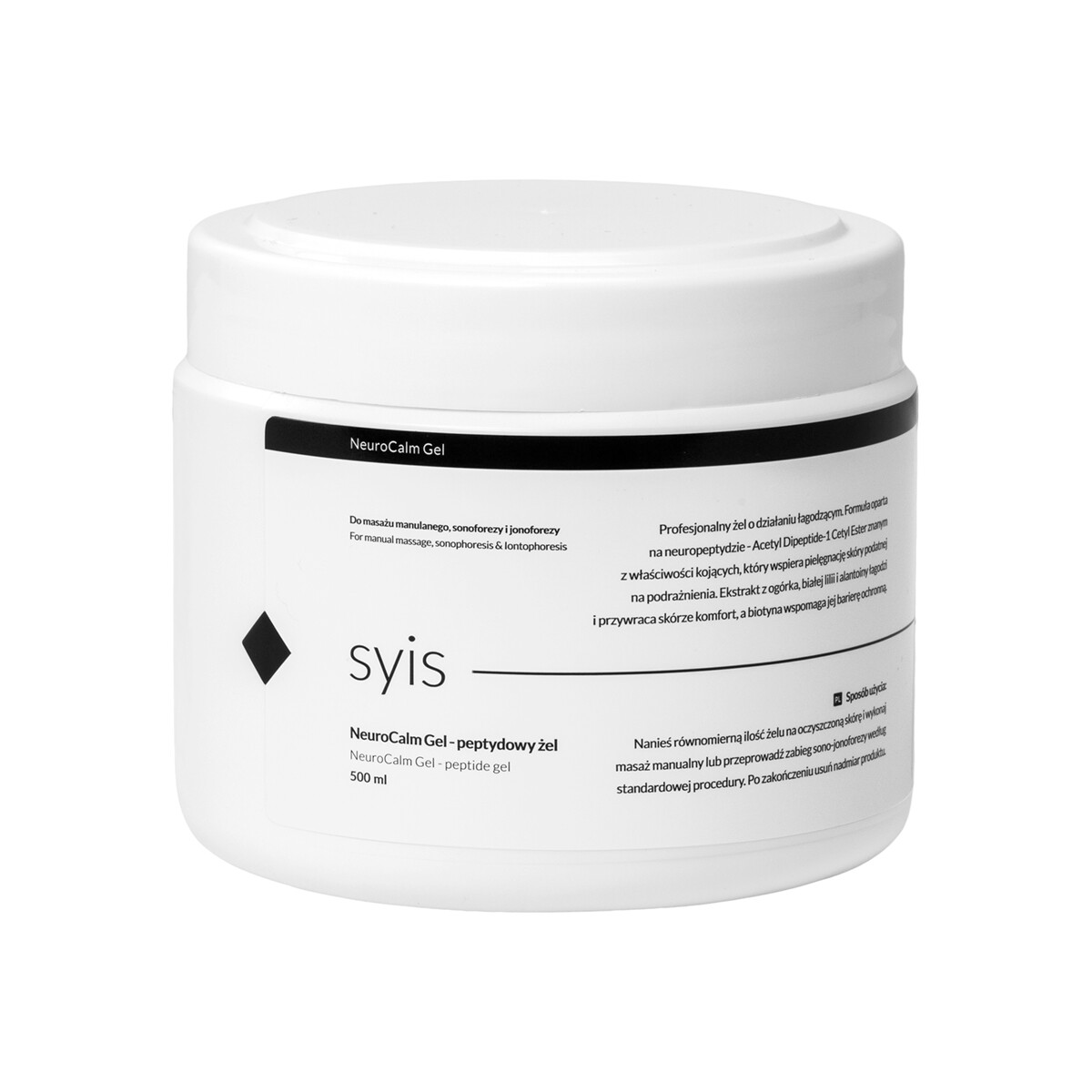 Syis NeuroCalm Gel beroligende peptidgel til massage, sonoforese og iontoforese 500 ml