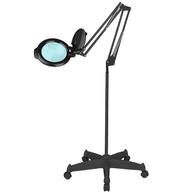 Glow Moonlight 8013/6" LED-forstørrelseslampe med stativ på hjul, sort